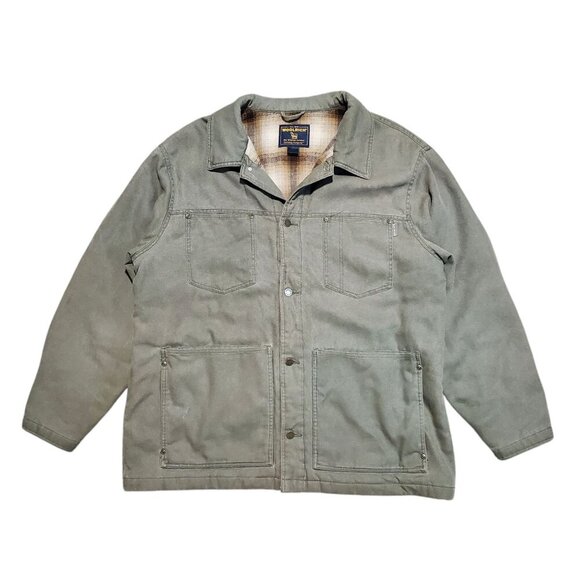 Woolrich Olive Green Flannel Lined Button Front Outdoor Chore Jacket - XL - Picture 1 of 12
